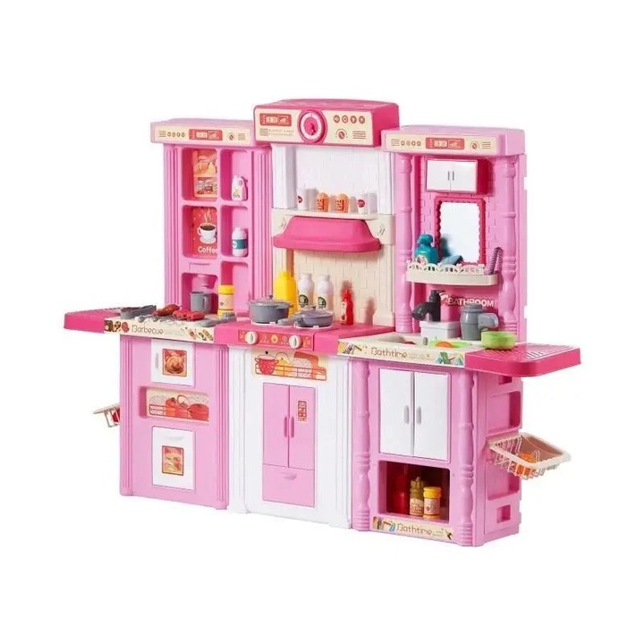 Gyerekkonyha készlet, 74 darab, valósághű főzési élmény, rózsaszín