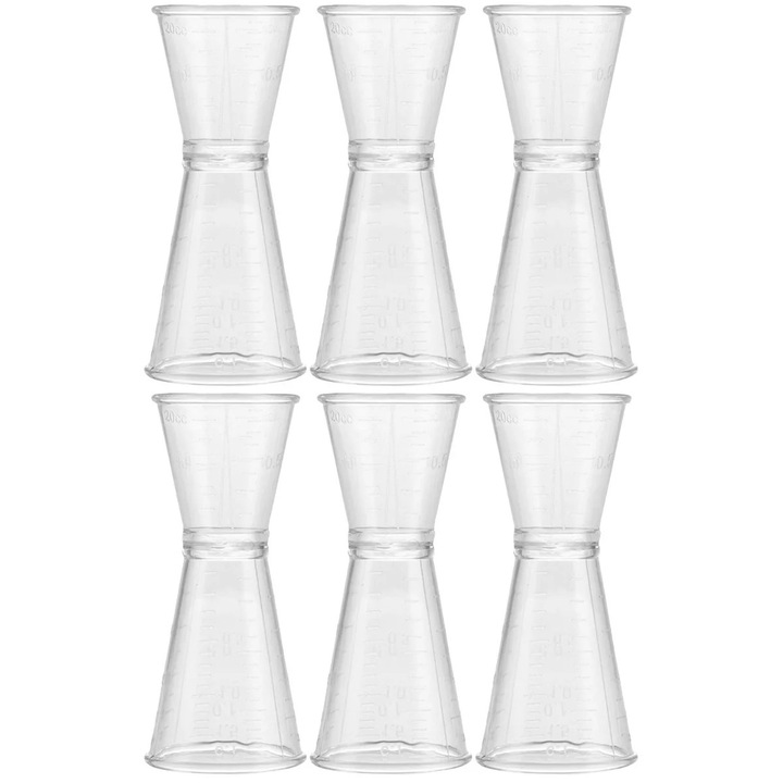 Set 6 pahare dozatoare din plastic, transparent, 10.60x4.70x4.70cm