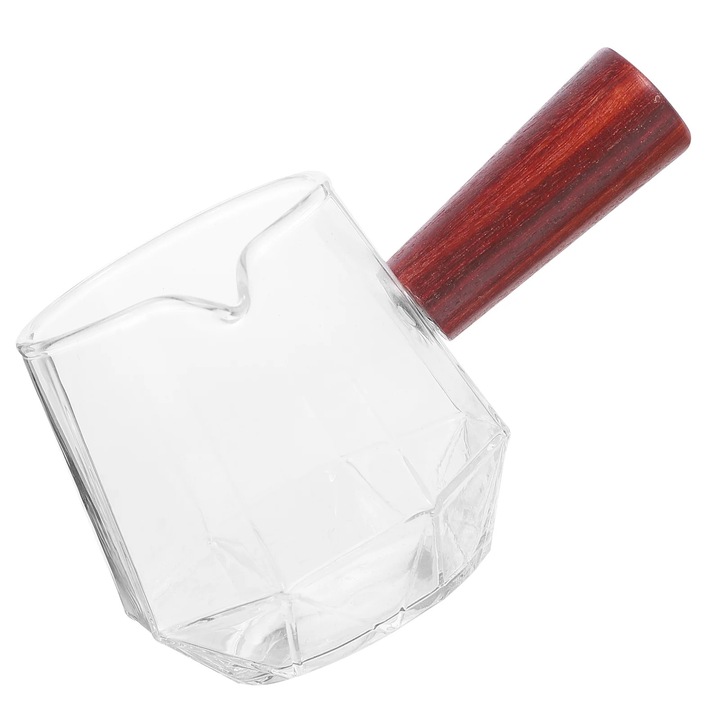 Cana din sticla cu maner din lemn, set, 110ml, 10.50x6.00x6.00cm, multicolor