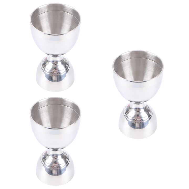 Cupa de masurare din otel inoxidabil, 5.3x4.5x9.5cm, set de 3 bucati, argintie