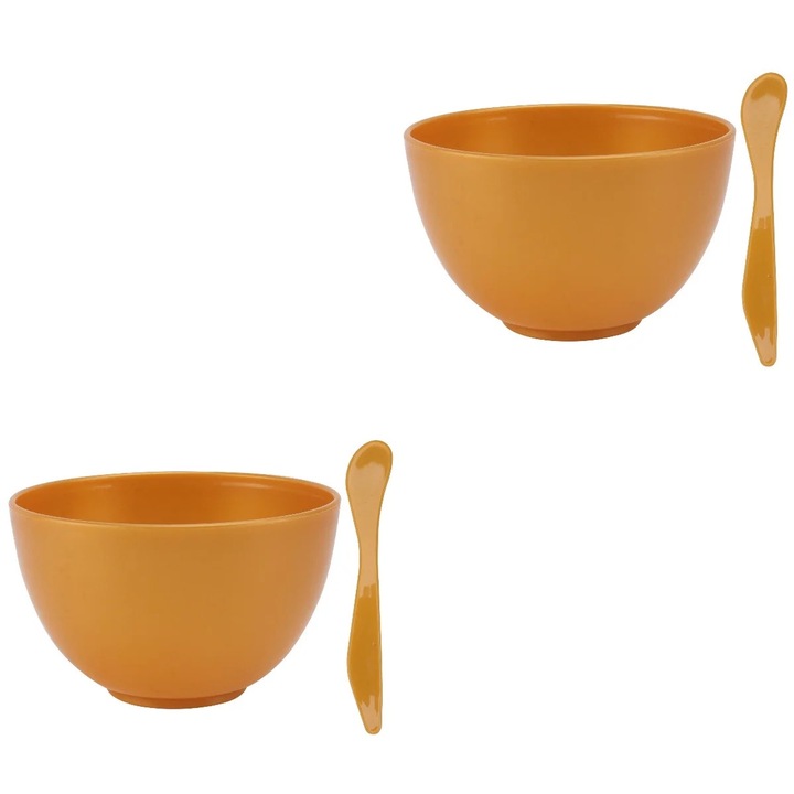 Bol de amestec pentru masti faciale, set de 2, plastic, auriu, 10x10x6.2cm