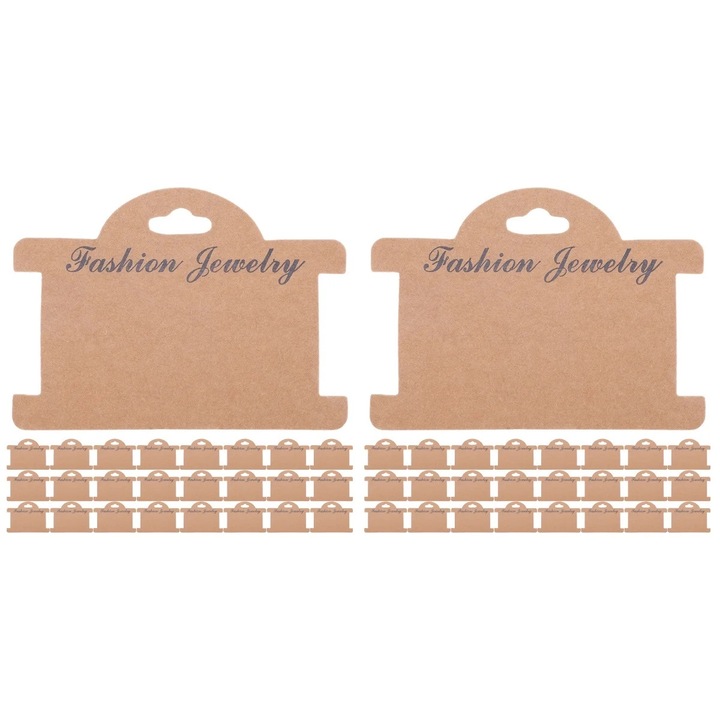 Set 100 Pcs Carduri de Expunere Bijuterii, Bej, 9.70x7.50x0.10cm, pentru Bratari