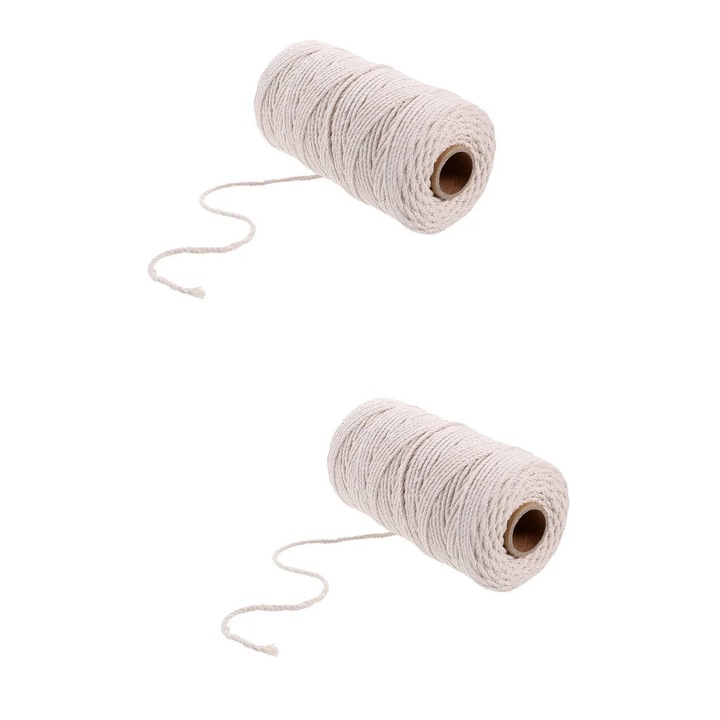 Set 2 role sfoara din bumbac alb, 1000x0.30x0.30cm