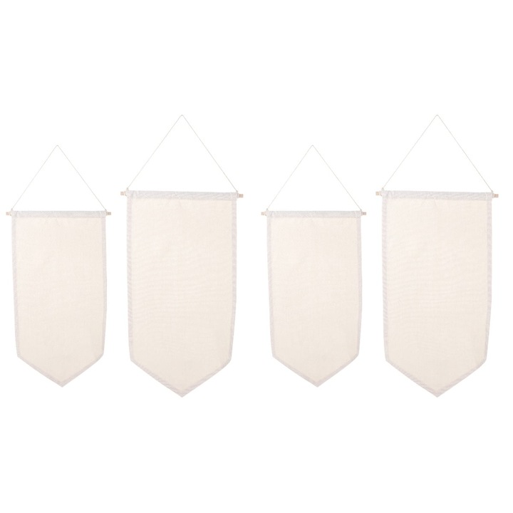 Set 4 panze pentru decorare, crem, 47x29.9cm si 35.5x24.7cm, poliester-bumbac/lemn