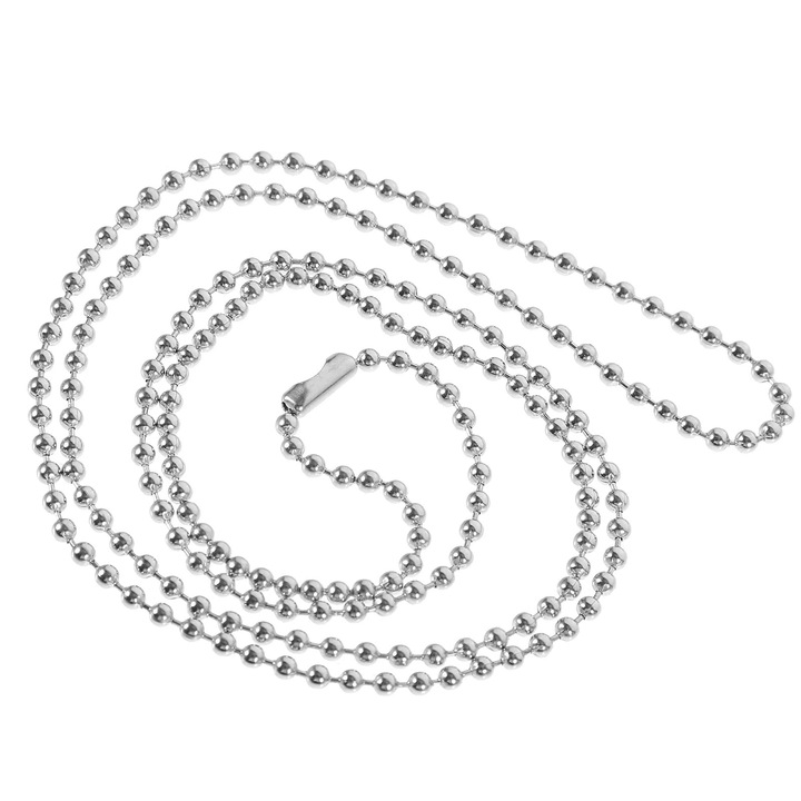 Lant cu margele pentru etichete de caini, inox, 70x0.24cm, reglabil