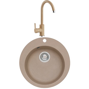 Set chiuveta Alveus Victoria 10, material compozit, diametru 505 mm, adancime cuva 190 mm + Baterie Nela, 510 mm, Bej Set chiuveta Alveus Victoria 10, material compozit, diametru 505 mm, adancime cuva 190 mm + Baterie Nela, 510 mm, Bej