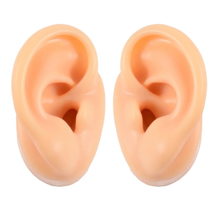 Set 2 modele urechi din silicon, pentru exercitii de piercing si prezentare bijuterii