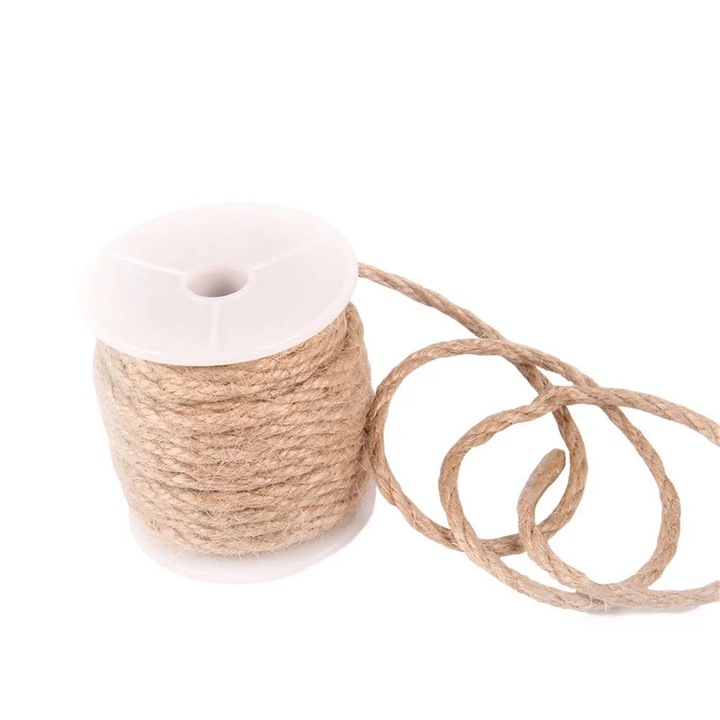 Sfoara din jute natural, 10m, maro, 4mm, set pentru artizanat si decorare festiva