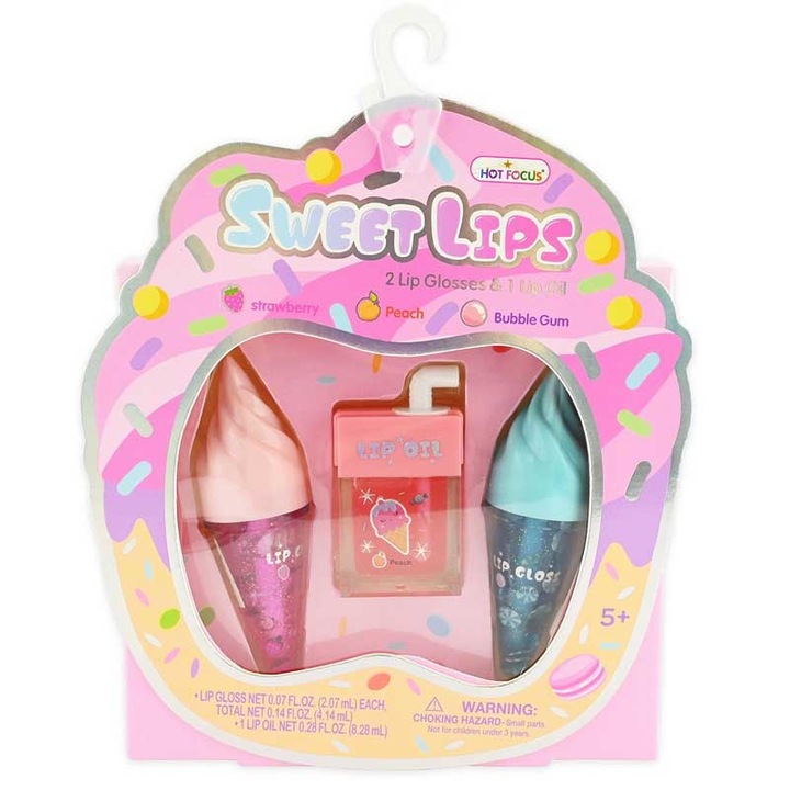 Детски гланц и олио за устни Robetoy, с форма на сладолед, 3 бр