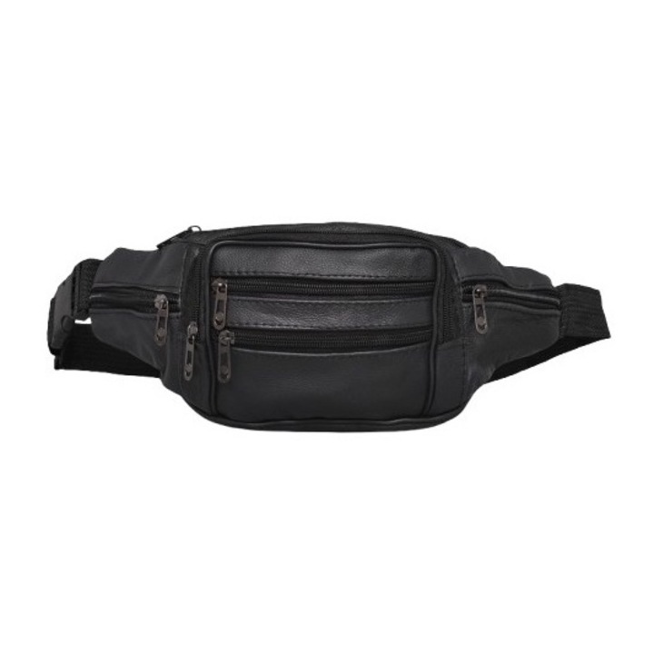 Crossbody táska 1310, Valódi bőr, 24/12/9 cm, Fekete