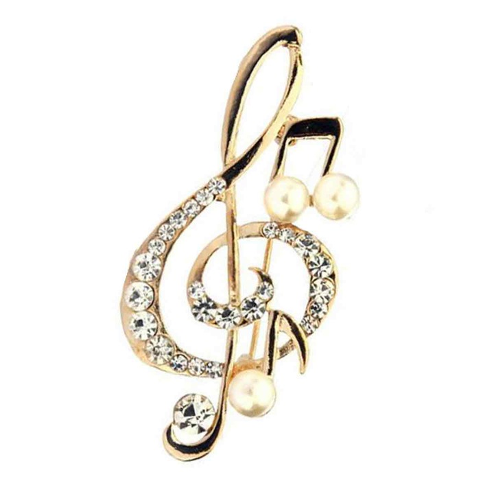 Brosa eleganta, Fokelyi, cu perle si zirconiu, design modern