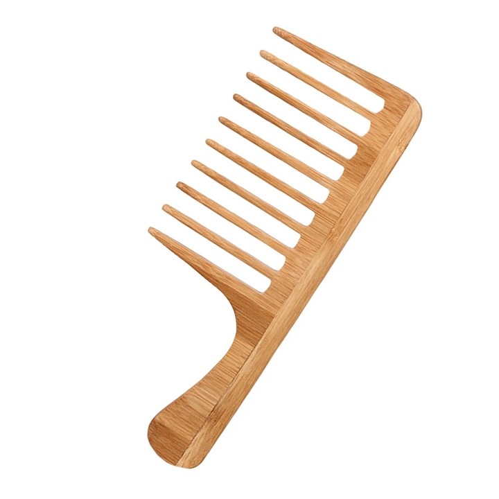 Pieptene din bambus, 25.80x10.20x0.80cm, pentru toate tipurile de par, multicolor