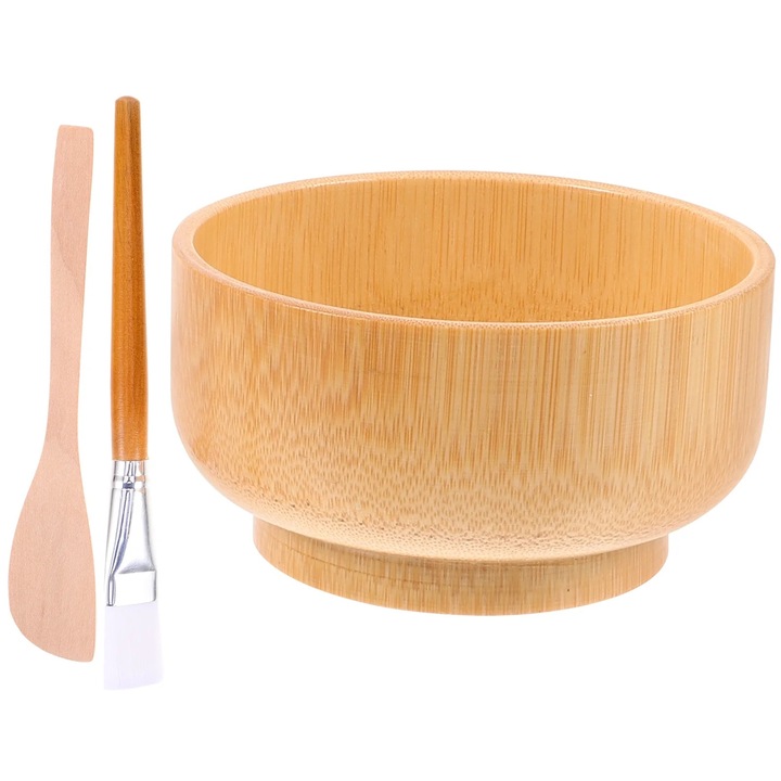 Set 3 piese aplicatoare si pensule pentru masca DIY, lemn, 10.50x10.50x6.50cm