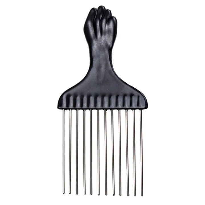 Pieptene detangling, 2 bucati, din otel inoxidabil si ABS, negru, 15x6.6x1cm