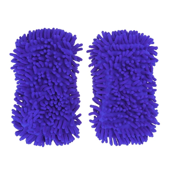 Manusi de spalat masina din microfibra, set 2 bucati, 11.5x11x5cm, albastru inchis