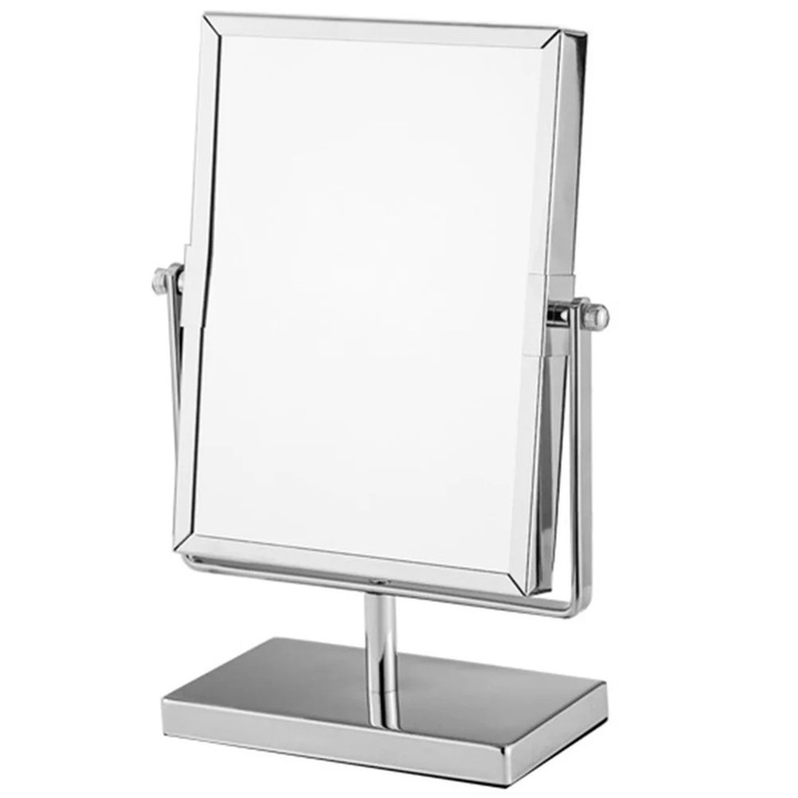 Oglinda de machiaj cu amplificare, metal, argintie, 27.20x15.40x9.00cm