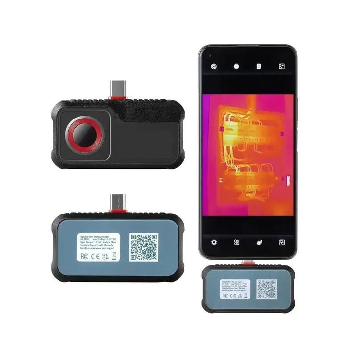 Цифрова термокамера, 256x192 IR, 25Hz, Android съвместима, IP54 защита, черна