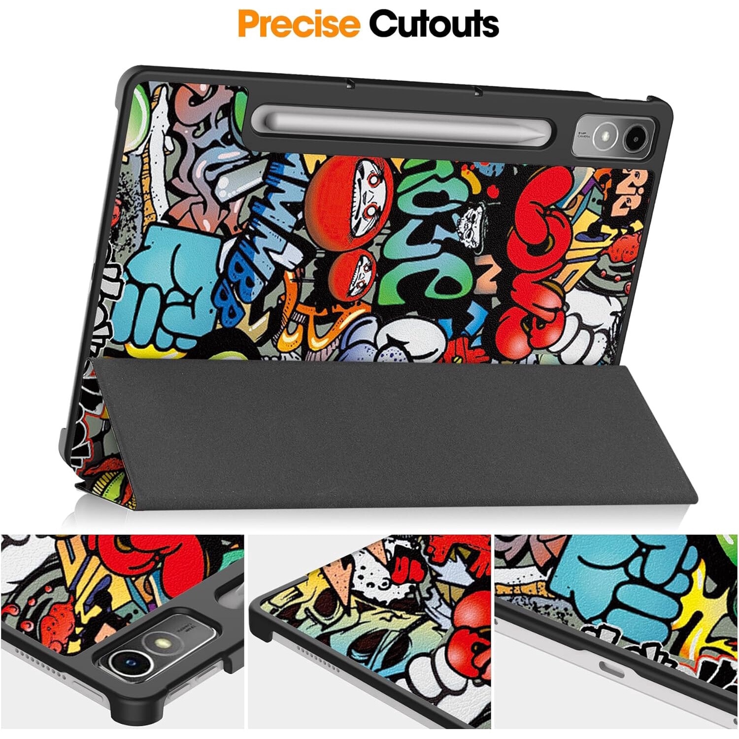 Husa pentru tableta Lenovo Tab P12 12.7 inch functie sleep/wake-up Ultralight de tip stand graffiti