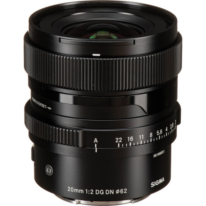 Obiectiv Sigma 20mm F2 DG DN Contemporary, F2, ultra-larg, 70mm x 72.4mm, 370g