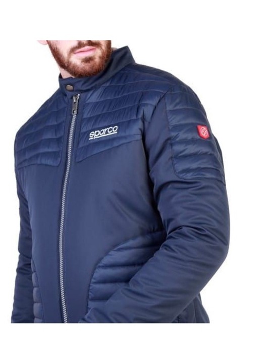 Мъжко бомбър яке, Sparco, Есен/Зима, синьо, 100% полиестер