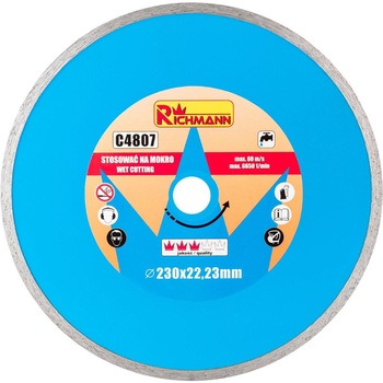 Disc diamantat, placi ceramice, taiere umeda, 230 mm/22.23 mm, Richmann Disc diamantat, placi ceramice, taiere umeda, 230 mm/22.23 mm, Richmann
