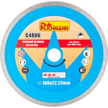 Disc diamantat, placi ceramice, taiere umeda, 180 mm/22.23 mm, Richmann Disc diamantat, placi ceramice, taiere umeda, 180 mm/22.23 mm, Richmann