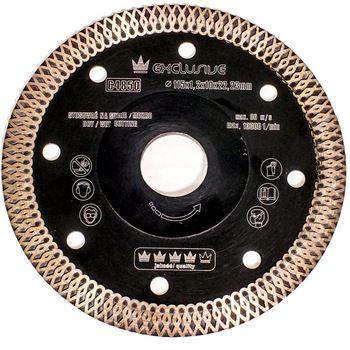 Disc diamantat turbo subtire, placi ceramice, taiere umeda si uscata, 115 mm/22.23 mm, Richmann Exclusive Disc diamantat turbo subtire, placi ceramice, taiere umeda si uscata, 115 mm/22.23 mm, Richmann Exclusive