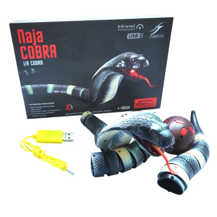Jucarie infricosatoare, telecomanda, truc sarpe, simulare de sarpe electric, animal Cobra, model de specimen de insecta in infrarosu