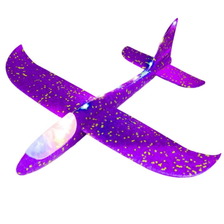 Avion din spuma ingrosata, luminoase, de aruncat cu mana, planor luminos, model de jucarie din spuma EPP Endorose mov