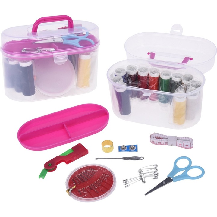 Set De Croitorie, Openhome, Organizator, 50 De Elemente, Fire Colorate, Ace, Foarfeci Mici, Ruleta De Croitorie, Nasturi, Degetar, Invatator De Fire, Agrafe, Pentru Adulti