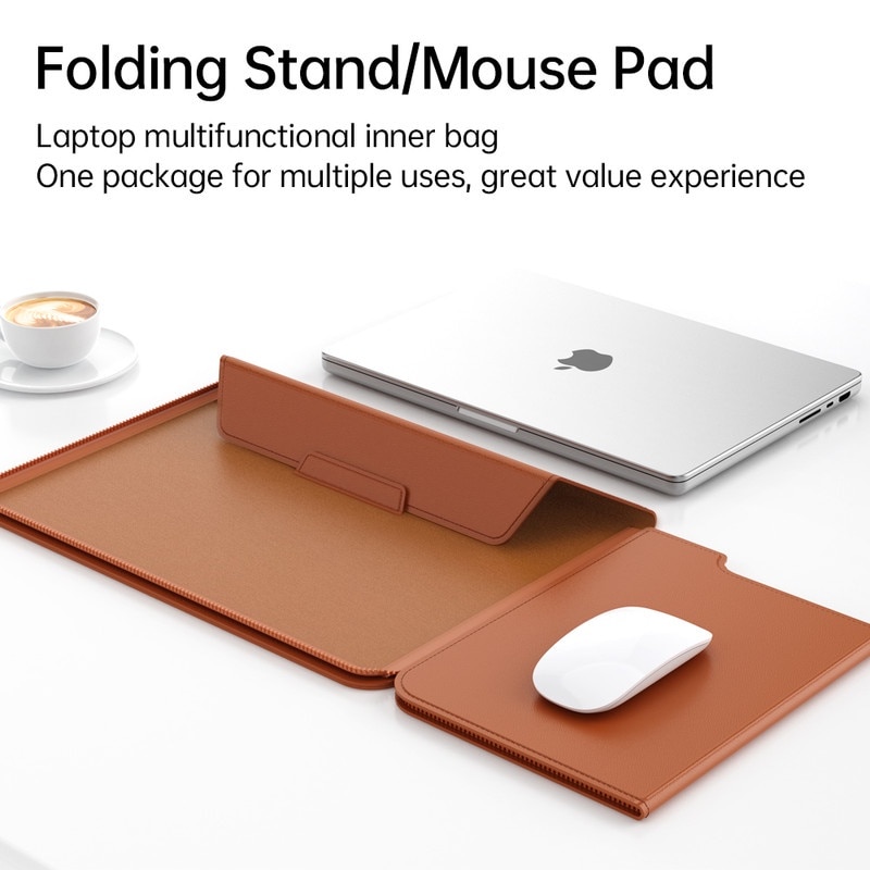 Geanta pentru laptop, 13 inch, separabila, cu suport, Maro, 39x29x25cm