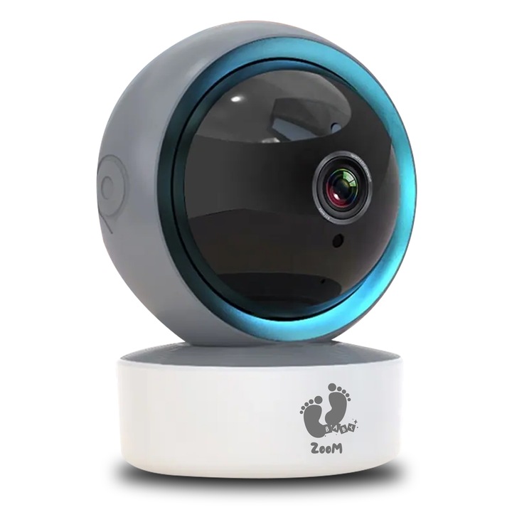 Умен WiFi Бебефон, JFlow BabyZoom, HD 2MP Камера, Night Vision, 360° наблюдение, Tемпературен сензор, Двупосочен звук, 6 песни, Aларма, Kонтрол на силата на звука, Интелигентно откриване