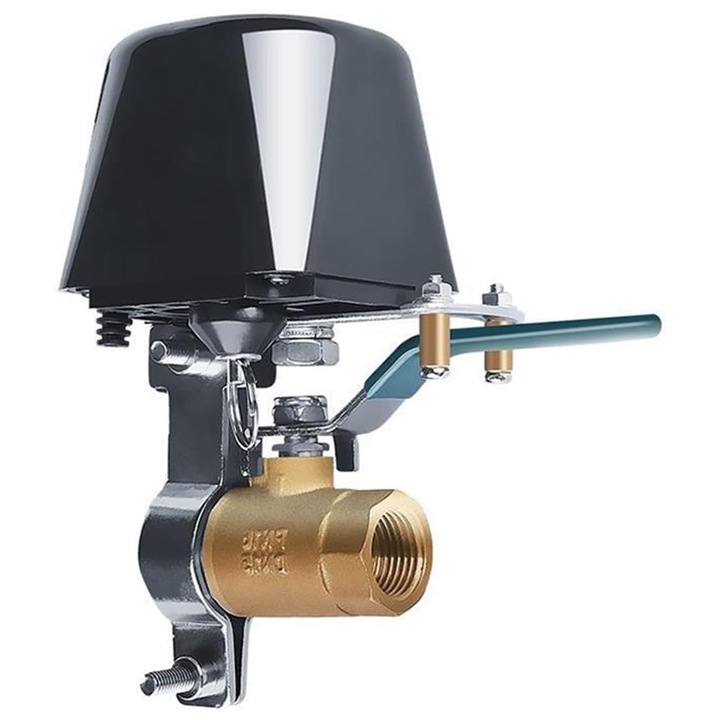 Electrovalva inteligenta pentru apa sau gaz, Comutator la distanta, Control vocal, Intrerupator cu un singur buton, Usor de instalat, Compatibil cu APP Tuya, Sincronizare, Wifi, DP15, Orber, Negru