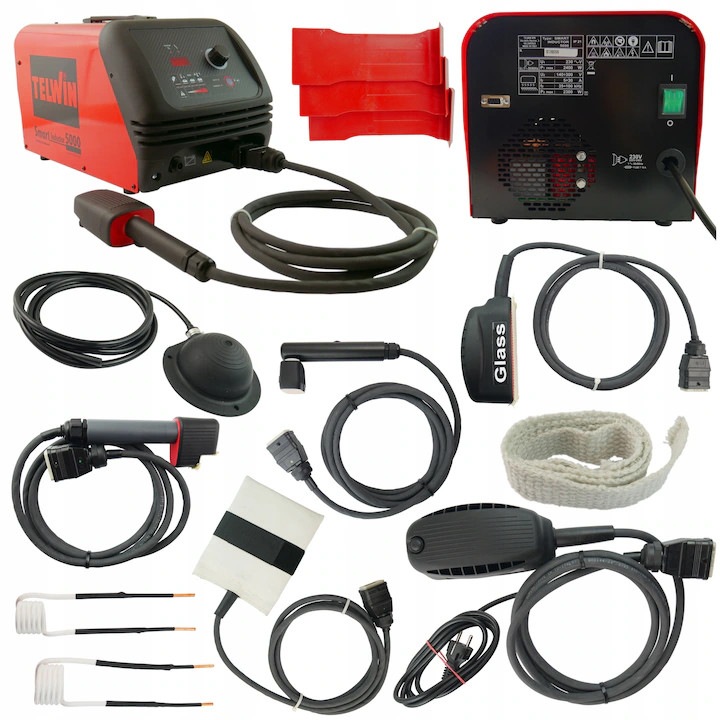 Incalzitor inductiv, Telwin, 5000 delux, Set, 10 accesorii, Inclusiv maner pentru bobine, Manusa inductiva, Pentru demontarea geamurilor, Incalzirea suruburilor, Culoare: alb