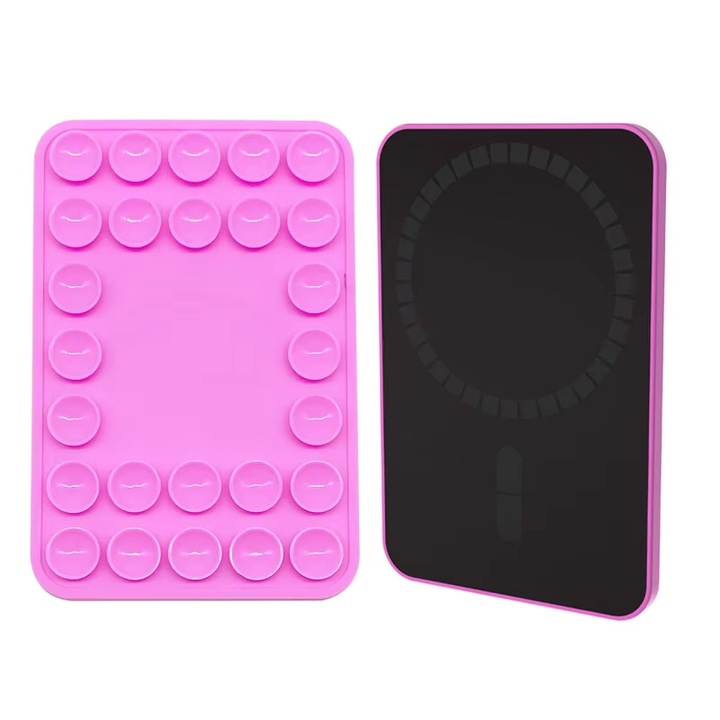 Suport telefon magnetic din silicon, portabil, impermeabil, mov