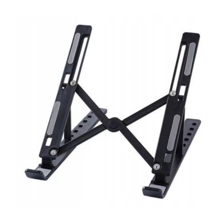 Suport tableta sau laptop, plastic ABS, reglaj 6 niveluri, negru