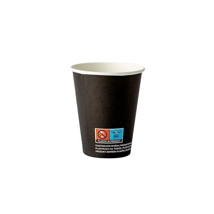 50 db fekete pohár készlet, PE-vel ellátott karton, 360ml/12oz