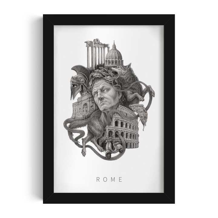 Kép keretben, Wallfluent, Róma, Fekete, 20x30 cm, 010330010010200281392