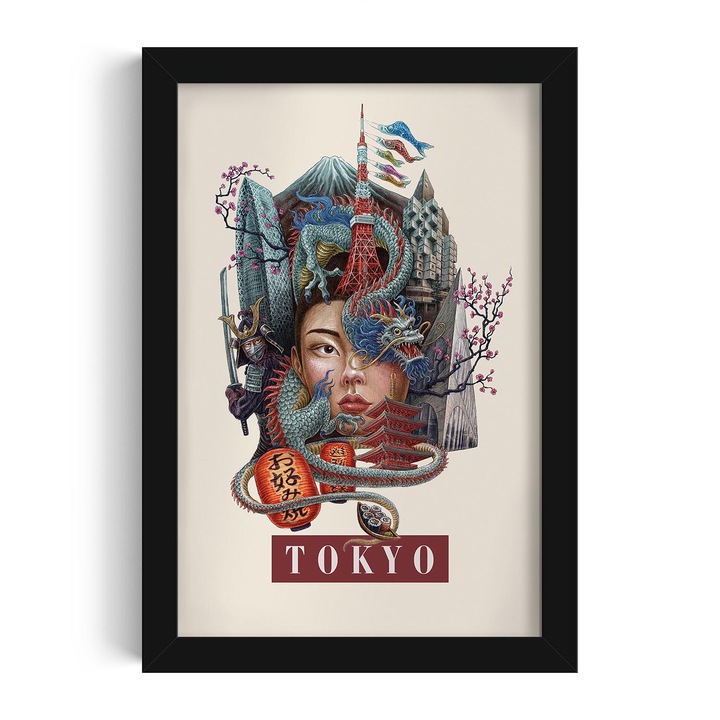 Kép keretben, Wallfluent, Tokyo, Fekete, 20x30 cm, 010330010010200281388