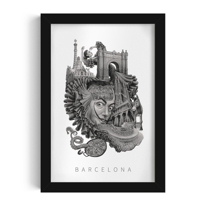 Kép keretben, Wallfluent, Barcelona, Fekete, 20x30 cm, 010330010010200281397