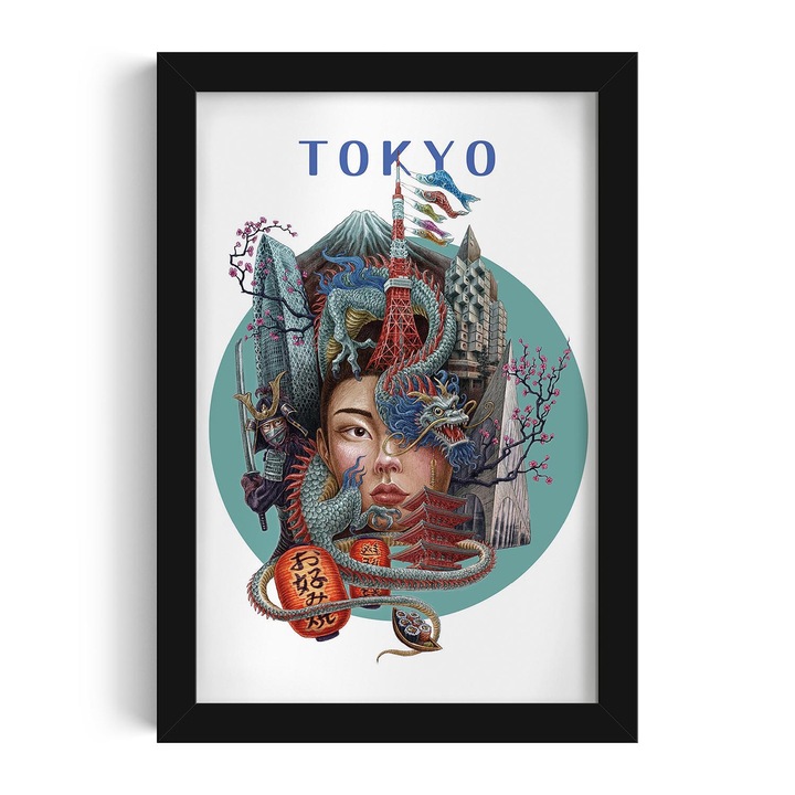 Kép keretben, Wallfluent, Tokyo, Fekete, 20x30 cm, 010330010010200281378