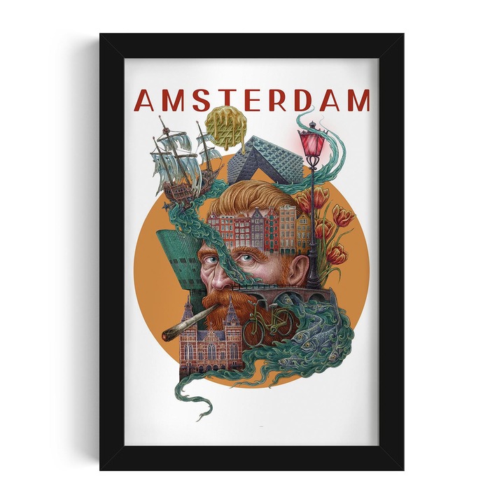 Kép keretben, Wallfluent, Amsterdam, Fekete, 20x30 cm, 010330010010200281376