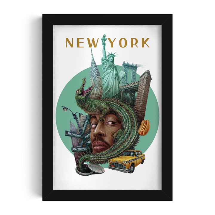 Kép keretben, Wallfluent, New York, Fekete, 20x30 cm, 010330010010200281374