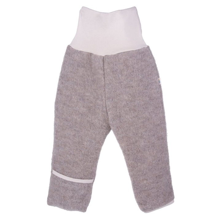 Pantaloni din lână merinos organica Iobio, 74/80 cm, bej, călduroși, pentru copii