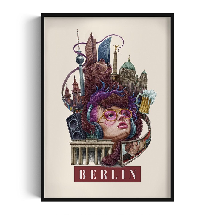 Kép keretben, Wallfluent, Berlin, Fekete, 70x100 cm, 010330010150200281385