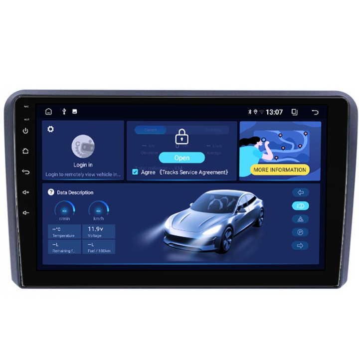 Navigatie dedicata Audi A3 2003-2013, 4GB RAM 64GB ROM, Quad Core, Display 9" QLED, Carplay, Android 14, Bluetooth, Magazin Play, Suport Camere AHD