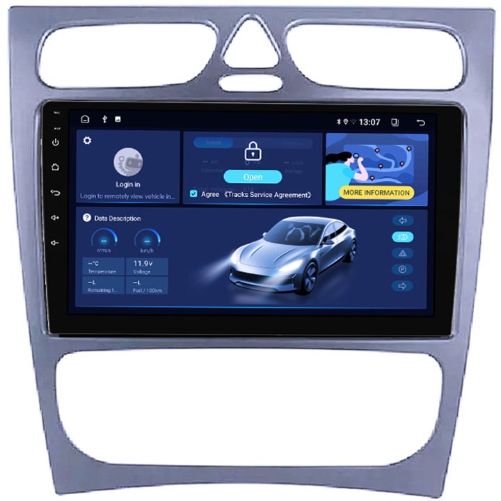 Мултимедия за Mercedes-Benz C-Class W203 CLK W209 2000-2005, 4GB RAM 64GB ROM, четириядрен, 9" QLED дисплей, Carplay, Android 14, Bluetooth, Play Store, поддръжка на AHD камера