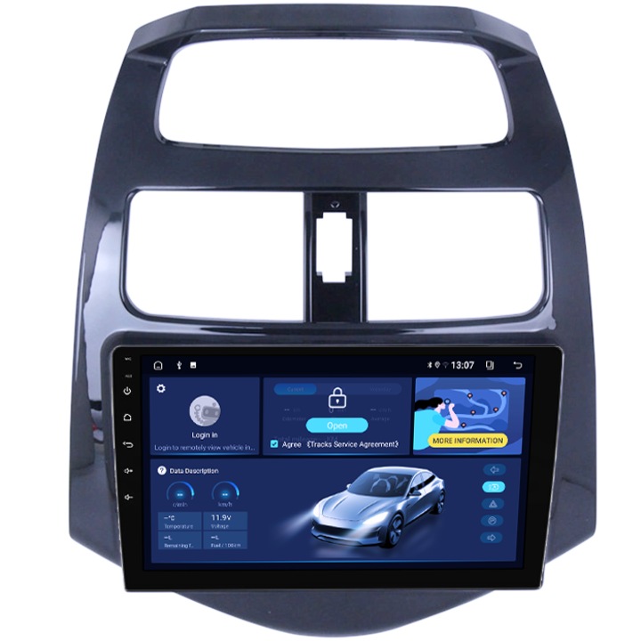 Navigatie dedicata Chevrolet Spark 2010-2014, 4GB RAM 64GB ROM, Quad Core, Display 9" QLED, Carplay, Android 14, Bluetooth, Magazin Play, Suport Camere AHD