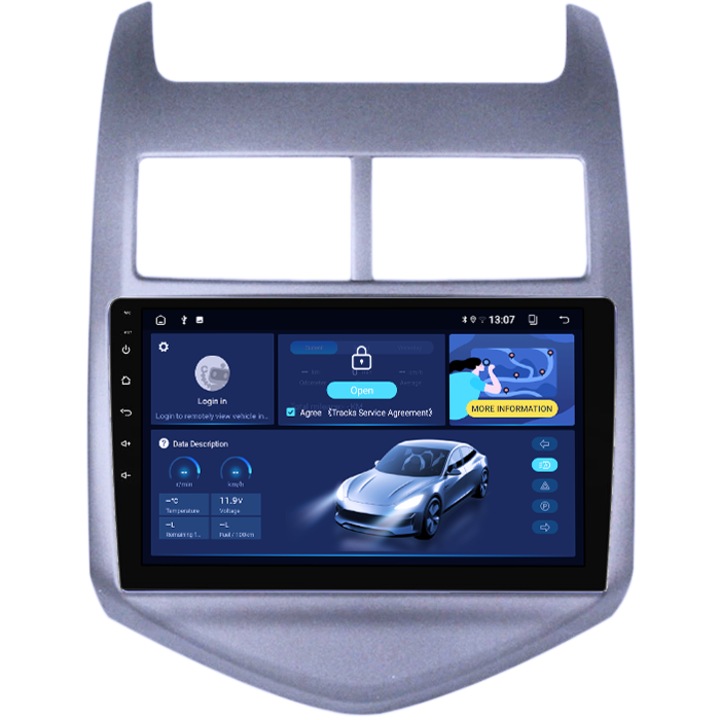 Navigatie dedicata Chevrolet Aveo 2010-2015, 4GB RAM 64GB ROM, Quad Core, Display 9" QLED, Carplay, Android 14, Bluetooth, Magazin Play, Suport Camere AHD