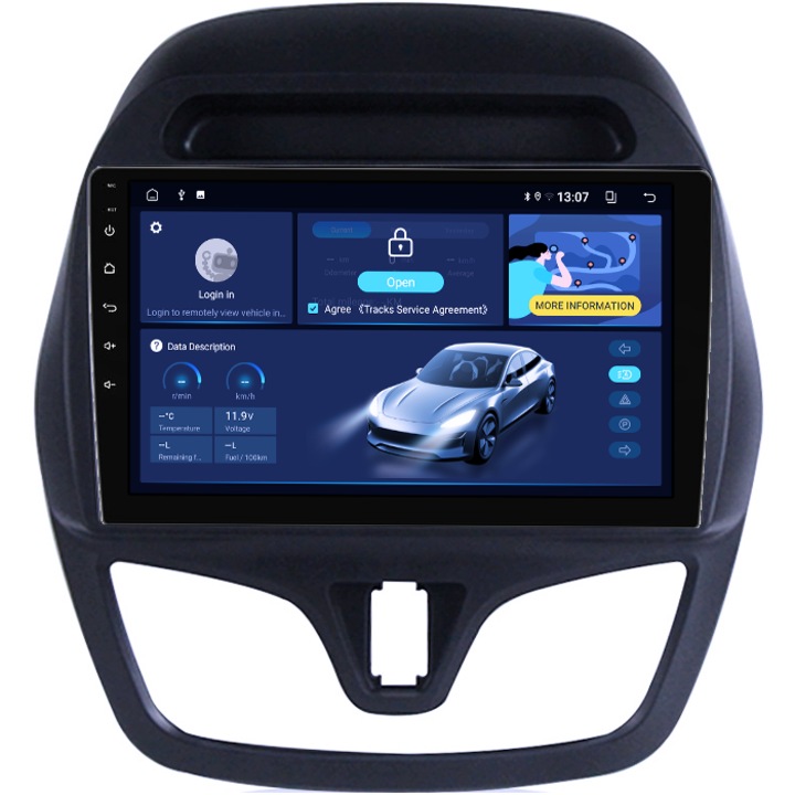 Dedikált navigáció a Chevrolet Spark 2015-2018-hoz, 4 GB RAM 64 GB ROM, négymagos, 9" QLED kijelző, Carplay, Android 14, Bluetooth, Play Áruház, AHD kamera támogatás